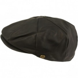 Newsboy Caps Men's Oversized Faux Leather Classic Newsboy Cabbie Gatsby Cap Hat Black - C9126H60GJH $20.73