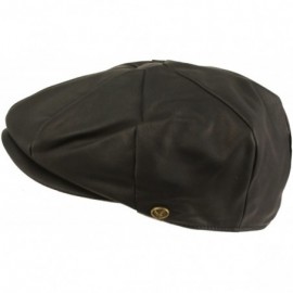 Newsboy Caps Men's Oversized Faux Leather Classic Newsboy Cabbie Gatsby Cap Hat Black - C9126H60GJH $9.64