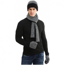 Skullies & Beanies Winter 3 PCS Warm Knit Beanie Hat Long Scarf Touch Screen Gloves Set for Men Women - Style2-black - C318Y0...