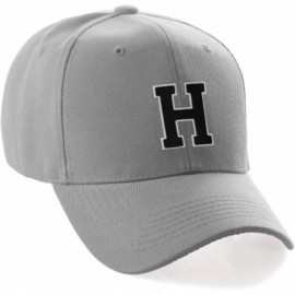 Baseball Caps Classic Baseball Hat Custom A to Z Initial Team Letter- Lt Gray Cap White Black - Letter H - CR18IDU2QZU $25.12