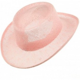 Sun Hats New Gambler Straw Hats - Pink - C2111GHZYFJ $27.18