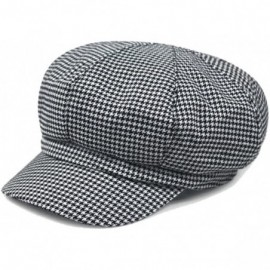 Newsboy Caps Women's Wool Fedora Newsboy Hat Winter Cloth Cap Outdoor Heat - Black White - CR12DM92NQV $30.35