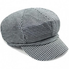 Newsboy Caps Women's Wool Fedora Newsboy Hat Winter Cloth Cap Outdoor Heat - Black White - CR12DM92NQV $18.46