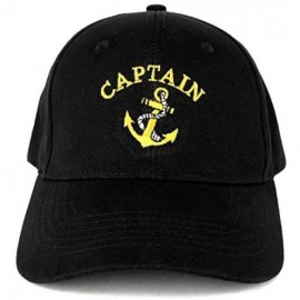 Baseball Caps Captain Anchor Embroidered Deluxe 100% Cotton Cap - Black - C6126FYTKFH $18.20