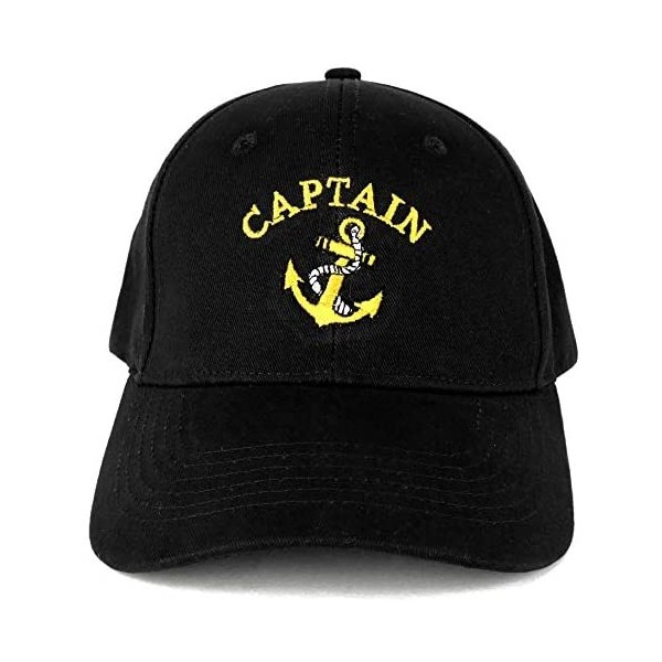 Baseball Caps Captain Anchor Embroidered Deluxe 100% Cotton Cap - Black - C6126FYTKFH $18.20