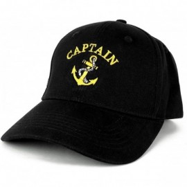 Baseball Caps Captain Anchor Embroidered Deluxe 100% Cotton Cap - Black - C6126FYTKFH $18.20