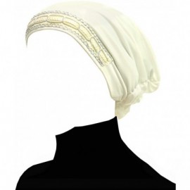 Skullies & Beanies Fashion Lycra Snood Caps Women Chemo Beanie Hat - Ivory - CH18HDTTZRD $18.15