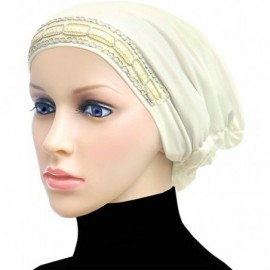 Skullies & Beanies Fashion Lycra Snood Caps Women Chemo Beanie Hat - Ivory - CH18HDTTZRD $18.15