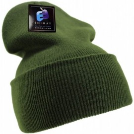 Skullies & Beanies Men's Women's Winter Long Beanie Hat Knit Cap 12 Pack - Olive - CS18H3Q2S0Y $30.36
