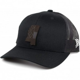 Baseball Caps Mississippi 'The 20' Leather Patch Hat Curved Trucker - Black - CQ12D85MV1V $49.26