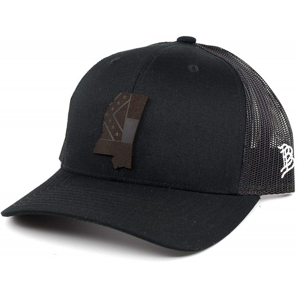 Baseball Caps Mississippi 'The 20' Leather Patch Hat Curved Trucker - Black - CQ12D85MV1V $21.39