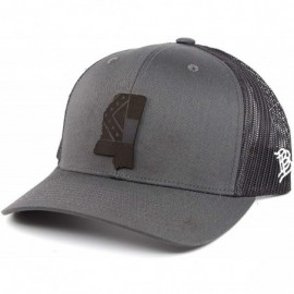 Baseball Caps Mississippi 'The 20' Leather Patch Hat Curved Trucker - Black - CQ12D85MV1V $21.39