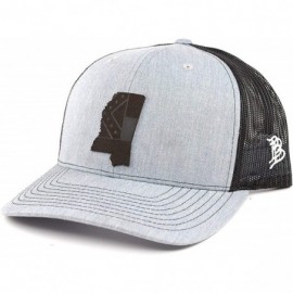 Baseball Caps Mississippi 'The 20' Leather Patch Hat Curved Trucker - Black - CQ12D85MV1V $21.39