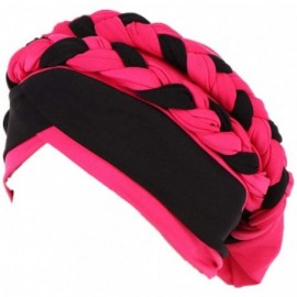 Skullies & Beanies Chemo Cancer Turbans Hat Cap Twisted Braid Hair Cover Wrap Turban Headwear for Women - Rose Red Black - C6...