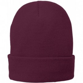 Baseball Caps Port & Company Fleece-Lined Knit Cap. CP90L - Maroon - CK126B166BZ $8.67