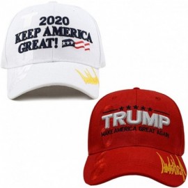 Skullies & Beanies Donald Trump 2020 Keep America Great Cap Adjustable Baseball Hat with USA Flag [2/3 Pack] - 2 Pack - 1.red...