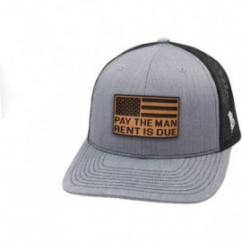 Baseball Caps USA 'Pay The Man' Leather Patch Hat Curved Trucker - Black - C018IGR9U3E $27.37