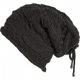 Skullies & Beanies Cable Knit Slouchy Chunky Oversized Soft Warm Winter Beanie Hat - Black - CO186Y5R3MK $12.60