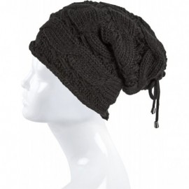 Skullies & Beanies Cable Knit Slouchy Chunky Oversized Soft Warm Winter Beanie Hat - Black - CO186Y5R3MK $12.60