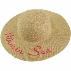 Sun Hats Fun Embroidery Wide Brim 4" Summer Derby Beach Pool Floppy Dress Sun Hat - Vitamin Sea - CC180Q986E3 $16.36