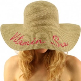 Sun Hats Fun Embroidery Wide Brim 4" Summer Derby Beach Pool Floppy Dress Sun Hat - Vitamin Sea - CC180Q986E3 $16.36