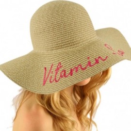 Sun Hats Fun Embroidery Wide Brim 4" Summer Derby Beach Pool Floppy Dress Sun Hat - Vitamin Sea - CC180Q986E3 $16.36