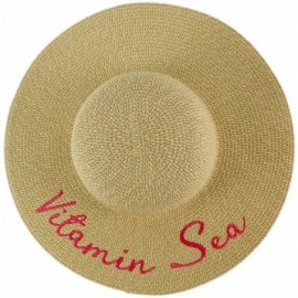 Sun Hats Fun Embroidery Wide Brim 4" Summer Derby Beach Pool Floppy Dress Sun Hat - Vitamin Sea - CC180Q986E3 $16.36