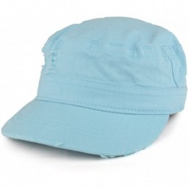 Baseball Caps Frayed Herringbone Textured Elastic Band Army Style Cap - Blue - CO185ODRC4C $11.93