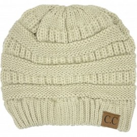Skullies & Beanies Soft Stretch Chunky Cable Knit Slouchy Beanie Hat - Beige - CY12O6S91CM $10.93