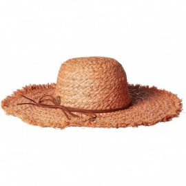 Sun Hats Women's Raffia Frayed Brim Hat with Tie- Orange- One Size - CI11DX8NZQT $25.53