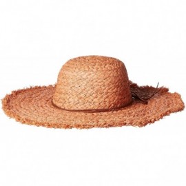 Sun Hats Women's Raffia Frayed Brim Hat with Tie- Orange- One Size - CI11DX8NZQT $25.53