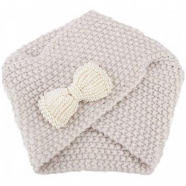 Skullies & Beanies Women Ladies Winter Knitting Hat Turban Brim Hat Wrap Pile Cap with Bow-Knot - Beige - CM18I8OHM6T $8.88