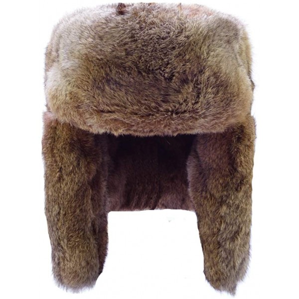 Bomber Hats Men's Rabbit Fur Trapper Hat Ear Flaps Russian Style Ushanka Hat - Brown Rabbit Fur - C218H896KNM $30.45