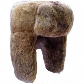 Bomber Hats Men's Rabbit Fur Trapper Hat Ear Flaps Russian Style Ushanka Hat - Brown Rabbit Fur - C218H896KNM $30.45