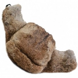 Bomber Hats Men's Rabbit Fur Trapper Hat Ear Flaps Russian Style Ushanka Hat - Brown Rabbit Fur - C218H896KNM $30.45