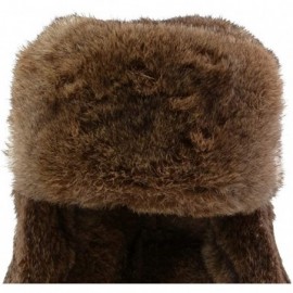 Bomber Hats Men's Rabbit Fur Trapper Hat Ear Flaps Russian Style Ushanka Hat - Brown Rabbit Fur - C218H896KNM $30.45