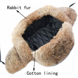 Bomber Hats Men's Rabbit Fur Trapper Hat Ear Flaps Russian Style Ushanka Hat - Brown Rabbit Fur - C218H896KNM $30.45