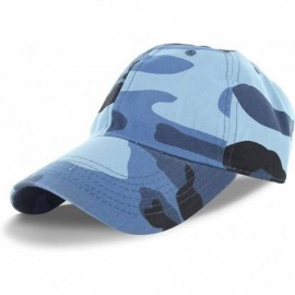 Baseball Caps Plain 100% Cotton Adjustable Baseball Cap - Blue Camo - CX11WLHEBKH $7.64