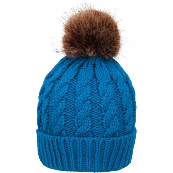 Skullies & Beanies Winter Wonderland Splash Patterned Thick Knit Fleece Lined Snow Beanie Hats - Royal Blue - C018KKNWW72 $15.29
