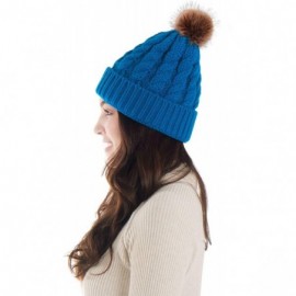 Skullies & Beanies Winter Wonderland Splash Patterned Thick Knit Fleece Lined Snow Beanie Hats - Royal Blue - C018KKNWW72 $15.29