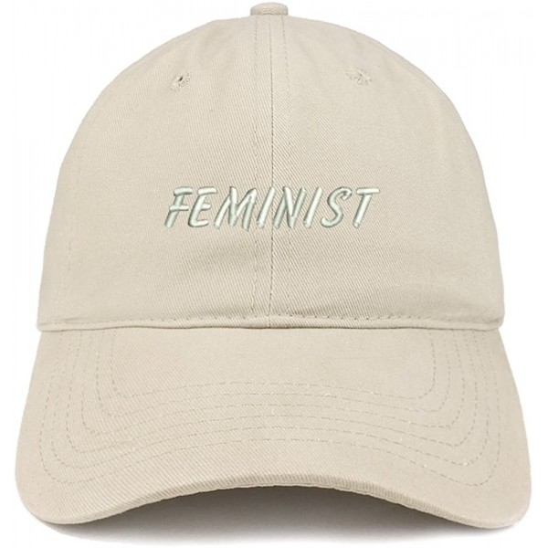Baseball Caps Feminist Embroidered Brushed Cotton Adjustable Cap - Stone - CU12N9P8R4U $14.42