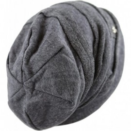 Skullies & Beanies Vintage Horizontal Long Slouchy Baggy Beanie Cross Badge Lined Winter Hat - Charcoal - CH12MZOFX28 $10.80