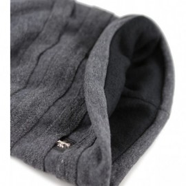 Skullies & Beanies Vintage Horizontal Long Slouchy Baggy Beanie Cross Badge Lined Winter Hat - Charcoal - CH12MZOFX28 $10.80