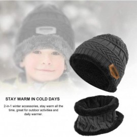 Skullies & Beanies 2-Pieces Winter Beanie Hat Scarf Set Warm Knit Hat & Warm Neck Thick Knit Cap for Men Women Kids - Gray - ...