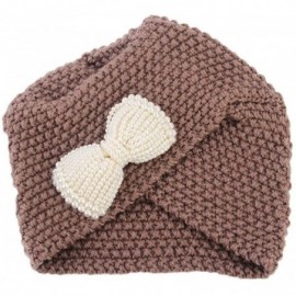 Skullies & Beanies Women Ladies Winter Knitting Hat Turban Brim Hat Wrap Pile Cap with Bow-Knot - Coffee - C718I8O6EYI $9.36