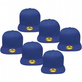 Baseball Caps Plain Blank Flat Brim Adjustable Snapback Baseball Caps LOT 6 Pack - Royal - C918WD09Y8S $30.31