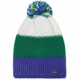 Skullies & Beanies Pom Pom Slouchy Beanie-Winter Mix Knit Ski Cap Skull Hat for Women & Men - White - C3186HC0WWS $24.57