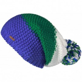 Skullies & Beanies Pom Pom Slouchy Beanie-Winter Mix Knit Ski Cap Skull Hat for Women & Men - White - C3186HC0WWS $14.94