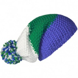 Skullies & Beanies Pom Pom Slouchy Beanie-Winter Mix Knit Ski Cap Skull Hat for Women & Men - White - C3186HC0WWS $14.94