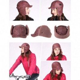 Bomber Hats Aviator Hat Faux Leather Pilot Cap Adult Men Winter Trapper Hunting Hat - 00795_red - CO193TTMSIZ $24.21